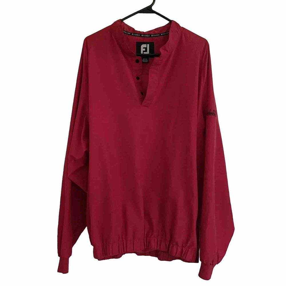 FootJoy Men's 1/4 Snap up Red Golf Athletic Pullover Windbreaker Jacket Size XL